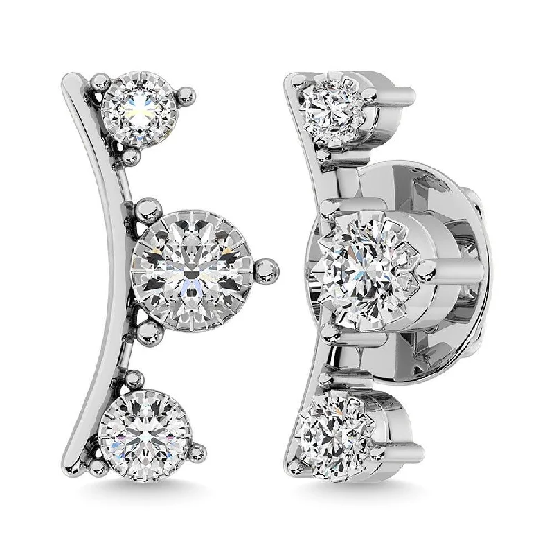 women's drop earrings -Diamond 1/10 Ct.Tw. Fashion Earrings in 10K White Gold