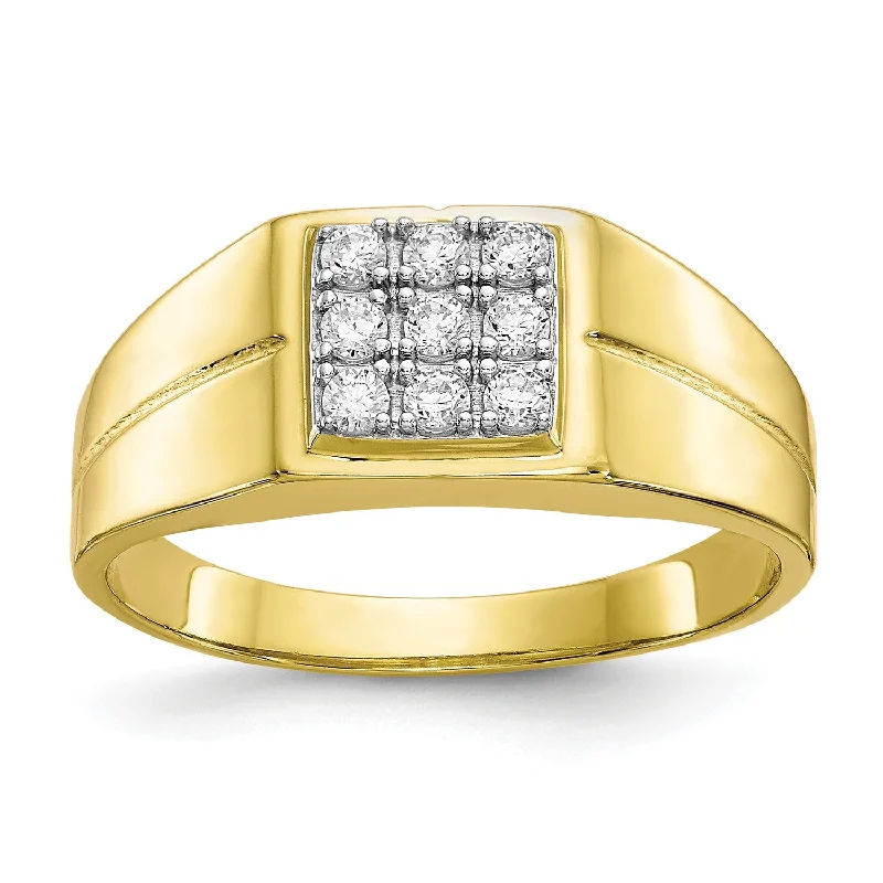 women's engagement ring with tapered baguette -Cubic Zirconia Ring in 10KT Yellow Gold; Size 11