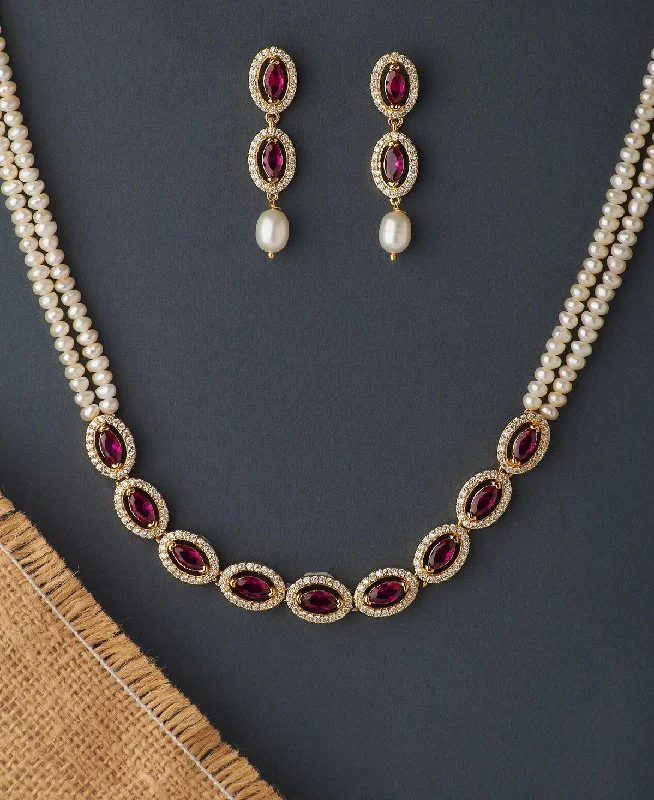 women's birthstone pendant necklace -Delightful Real Pearl Necklace Set