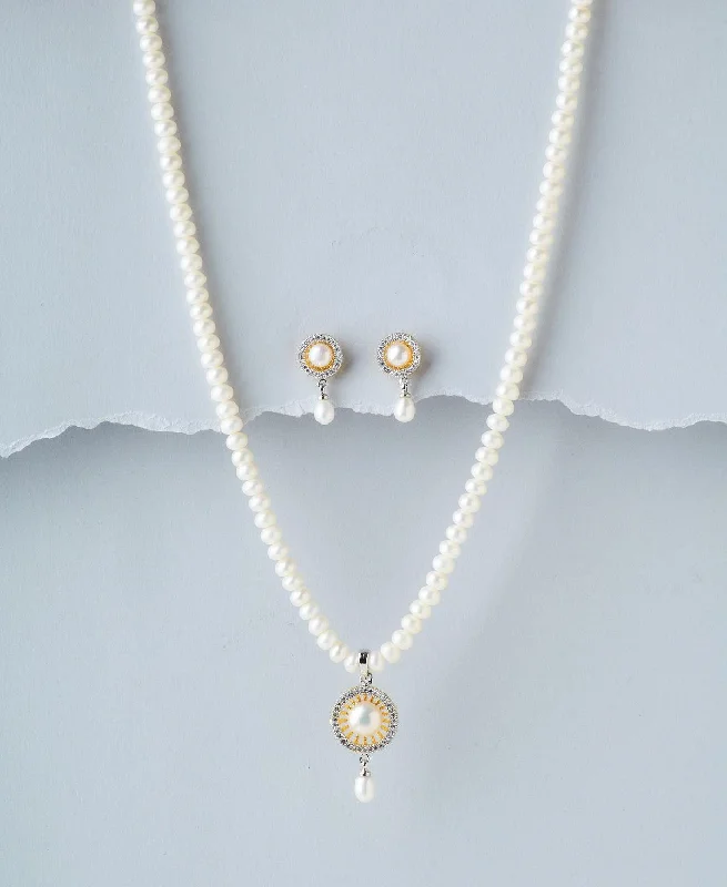 women's custom necklace -Elegant Real Pearl Necklace Set