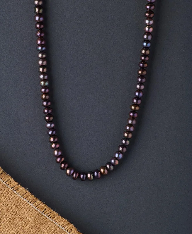 women's moon necklace -Elegant Black Pearl Necklace