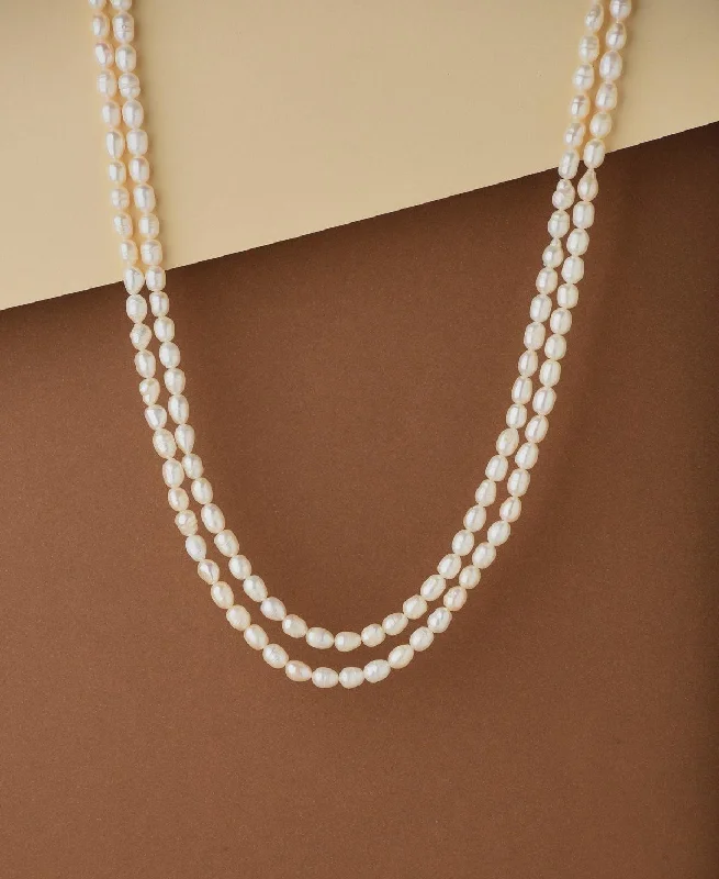 women's gemstone necklace -Elegant 2 line Pearl Necklace