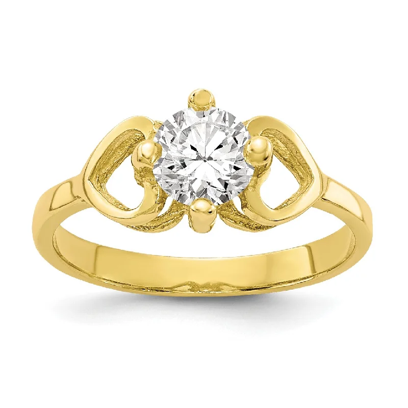 women's engagement ring with floral design -10KT Yellow Gold Cubic Zirconia Baby Ring; Size 1