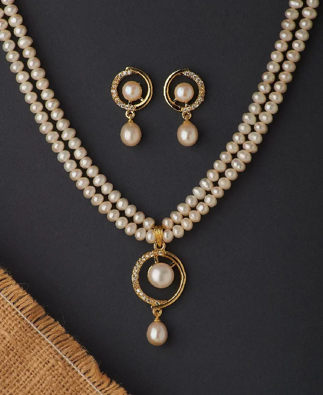 women's wedding necklace -Elegant Real Pearl Necklace Set