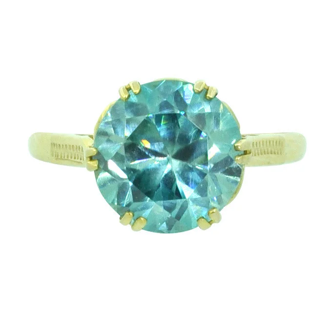 women's engagement ring with minimalistic design -Blue Zircon Ring