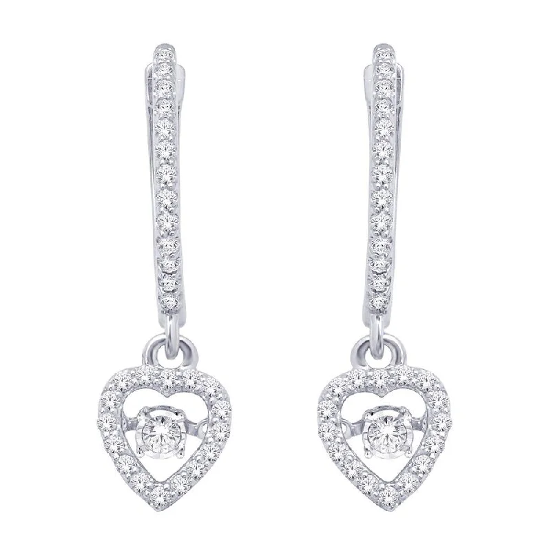 women's charm earrings -10K White Gold 2/5 Ct.Tw.Moving Diamond Fashion Earrings