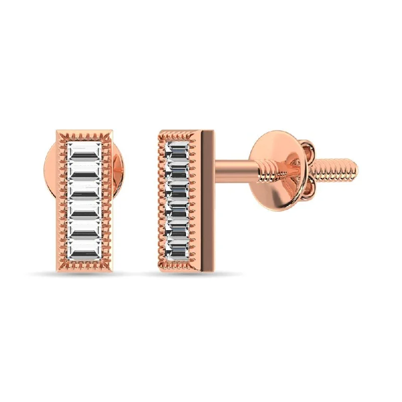 women's birthstone drop earrings -Diamond 1/20 Ct.Tw. Fashion Earrings in 10K Rose Gold