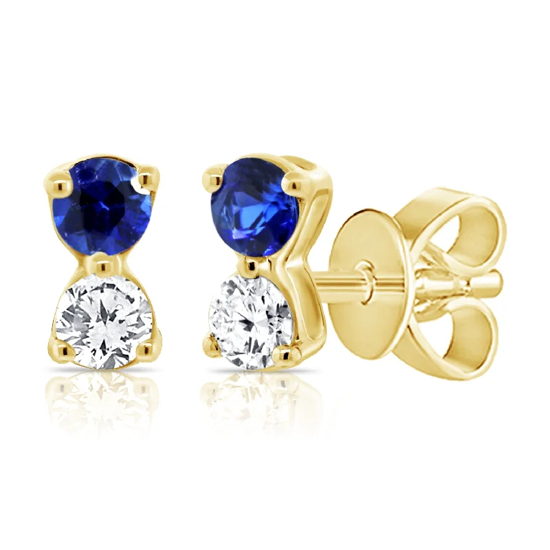 women's modern stud earrings -0.25ct Colored Gemstone Rainbow Classic Diamond & Sapphire Stud Earring