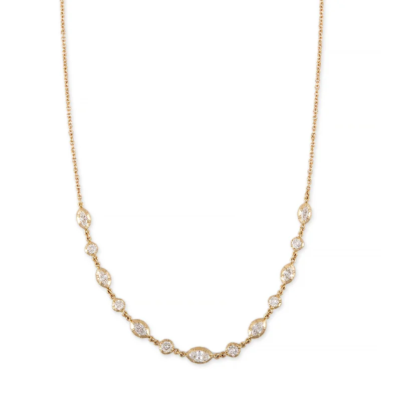 women's ball chain necklace -GRADUATED ROUND + MARQUISE SOPHIA DIAMOND CHOKER NECKLACE