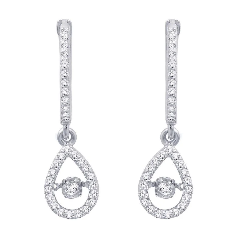 women's gothic earrings -10K White Gold 2/5 Ct.Tw.Moving Diamond Fashion Earrings