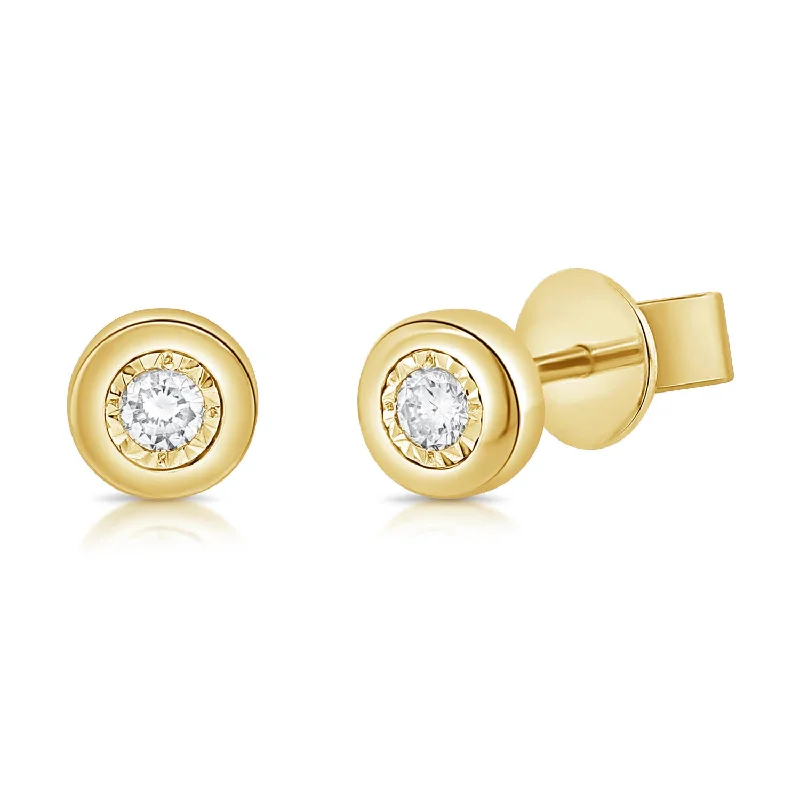 women's personalized earrings -Classic Miracle Set Diamond Stud made in 14K Gold