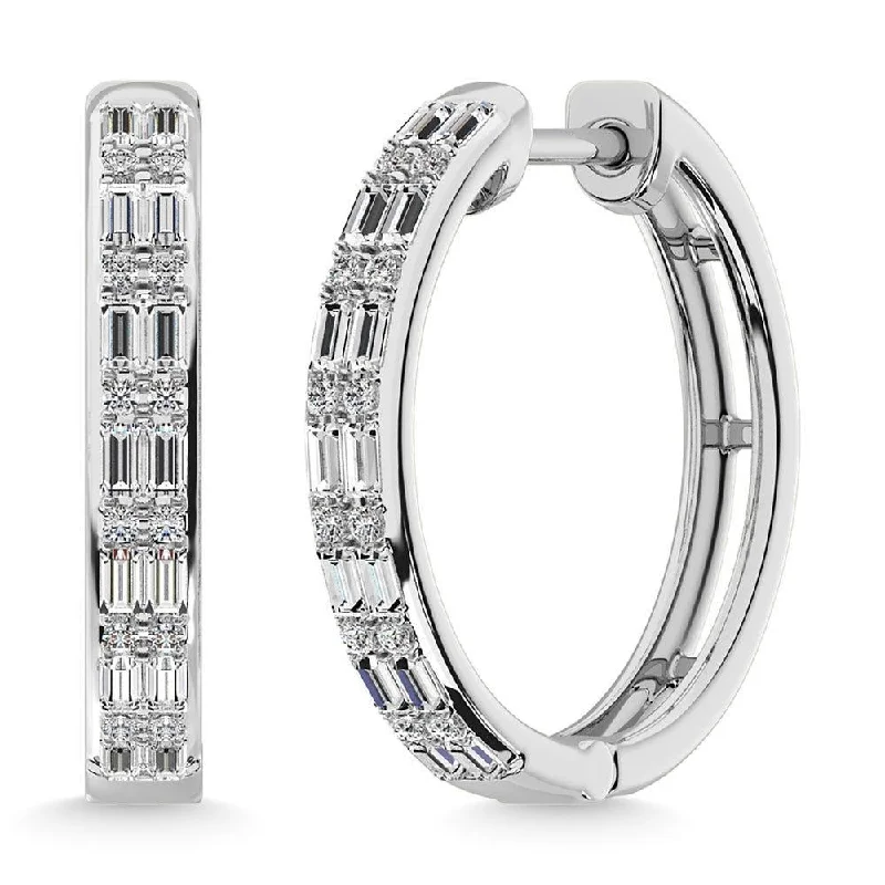 women's square earrings -Diamond 1/3 Ct.Tw. Hoop Earrings in 10K White Gold