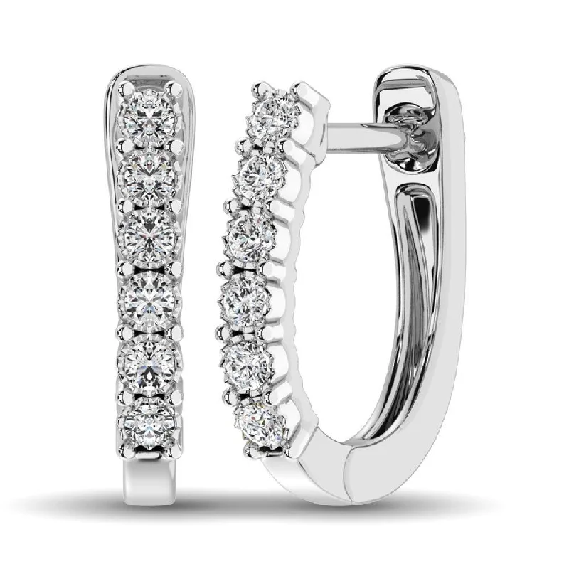 women's sterling silver earrings -10K White Gold 1/5 Ct.Tw.Diamond Hoop Earrings