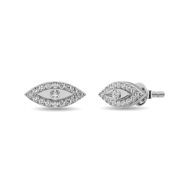 women's bold earrings -Diamond 1/6 ct tw Round Cut Fashion Earrings in 10K White Gold