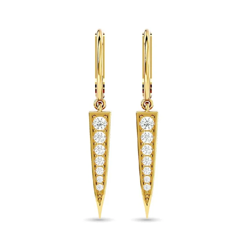 women's sapphire earrings -Diamond Fashion Earrings 1/6 ct tw in 10K Yellow Gold