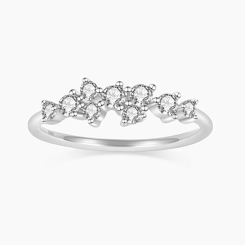 women's engagement ring with princess-cut halo -S925 Eterinity Cluster Ring For Women