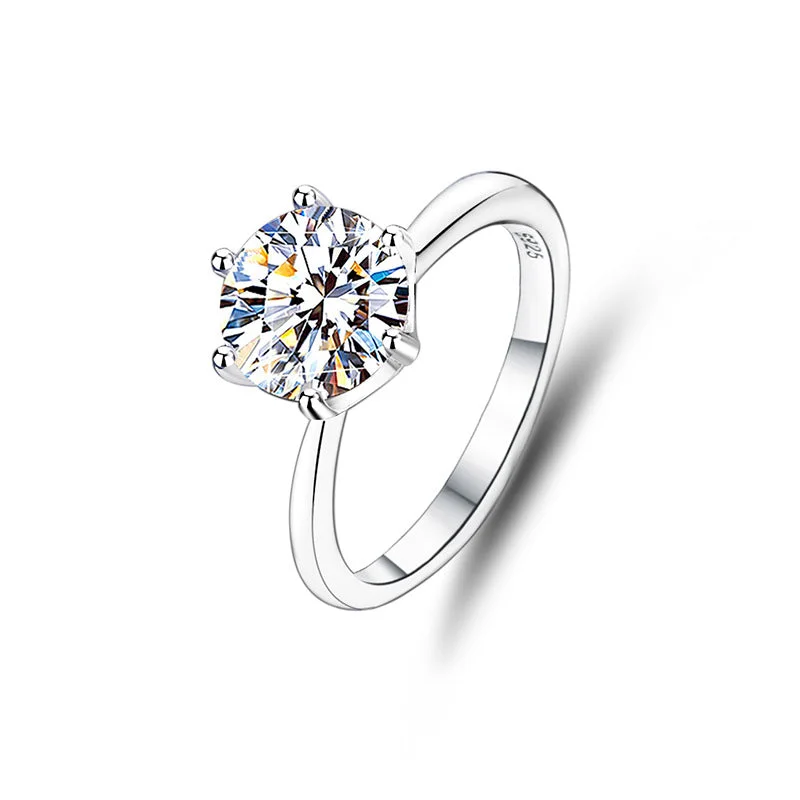 women's engagement ring with custom stone choice -2 Carat Classic Round Brilliant Ring | S925 | Moissanite