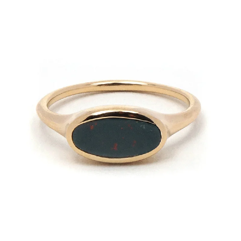 women's engagement ring with mixed gemstone -Bloodstone Signet Ring