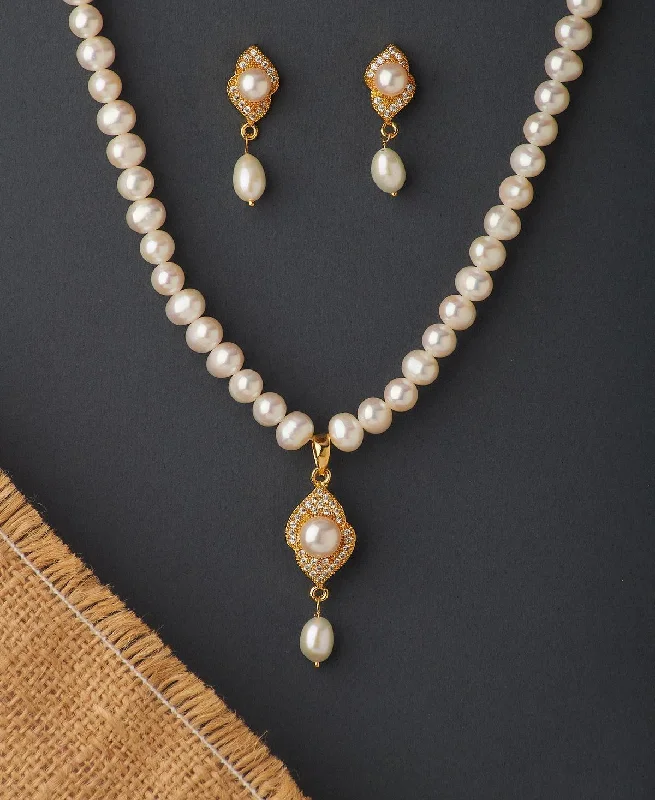 women's nautical necklace -Elegant Real Pearl Necklace Set