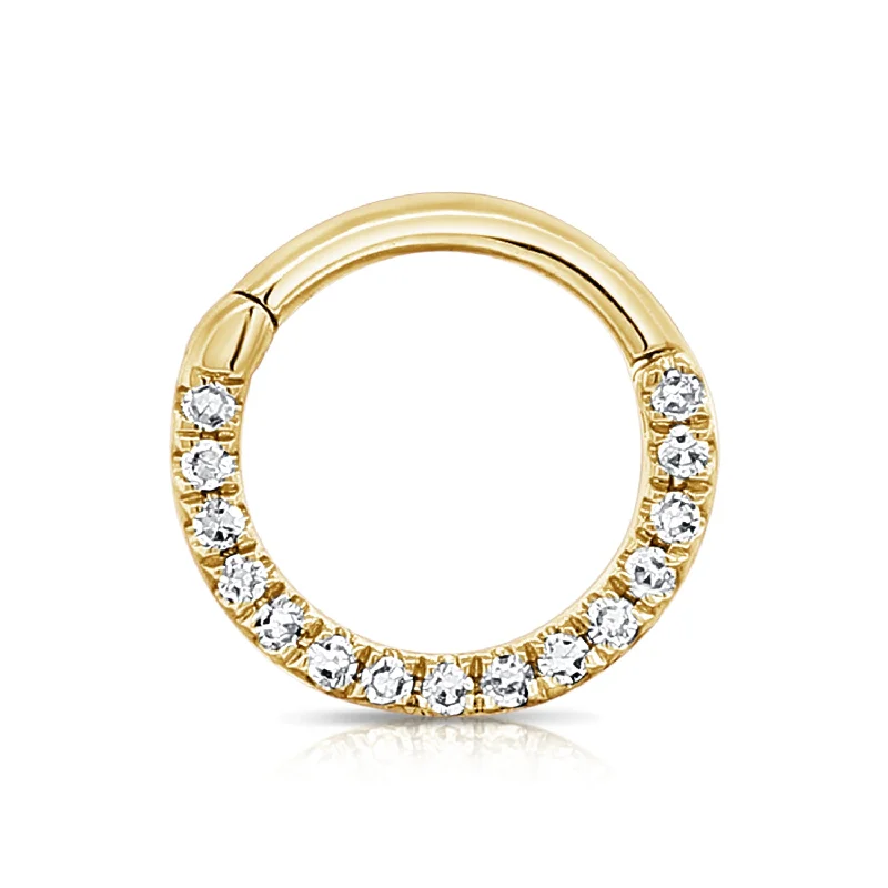 women's diamond dangle earrings -Diamond Pave Hoop Earrings in 14K Gold