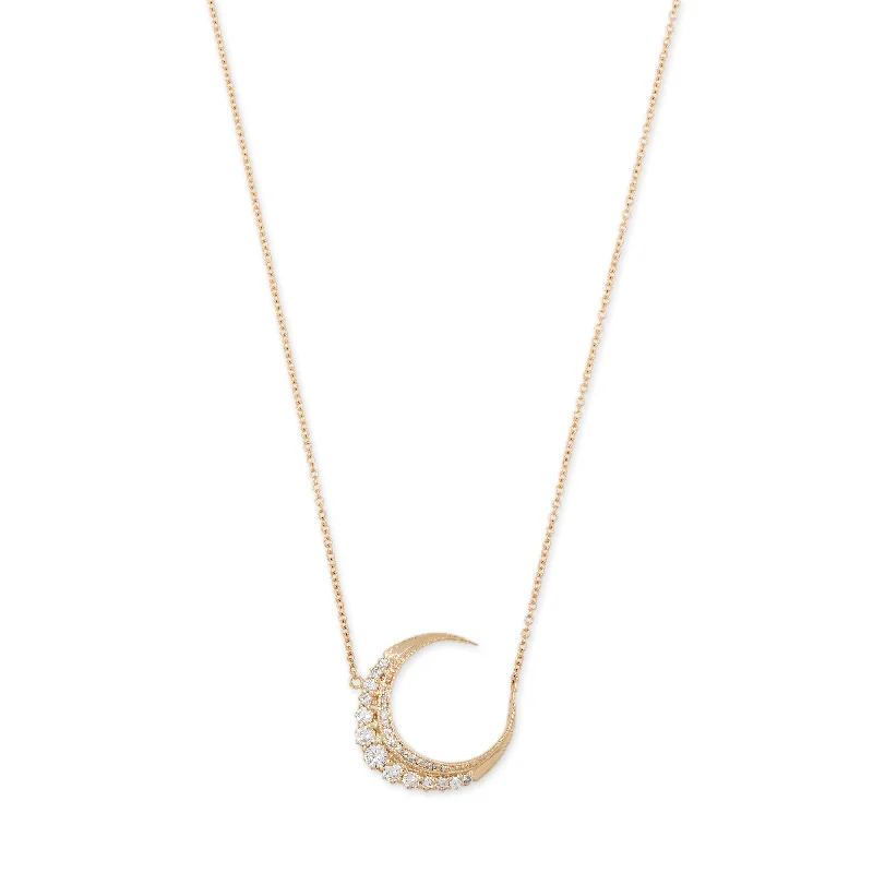 women's ruby necklace -MINI DIAMOND CRESCENT MOON NECKLACE