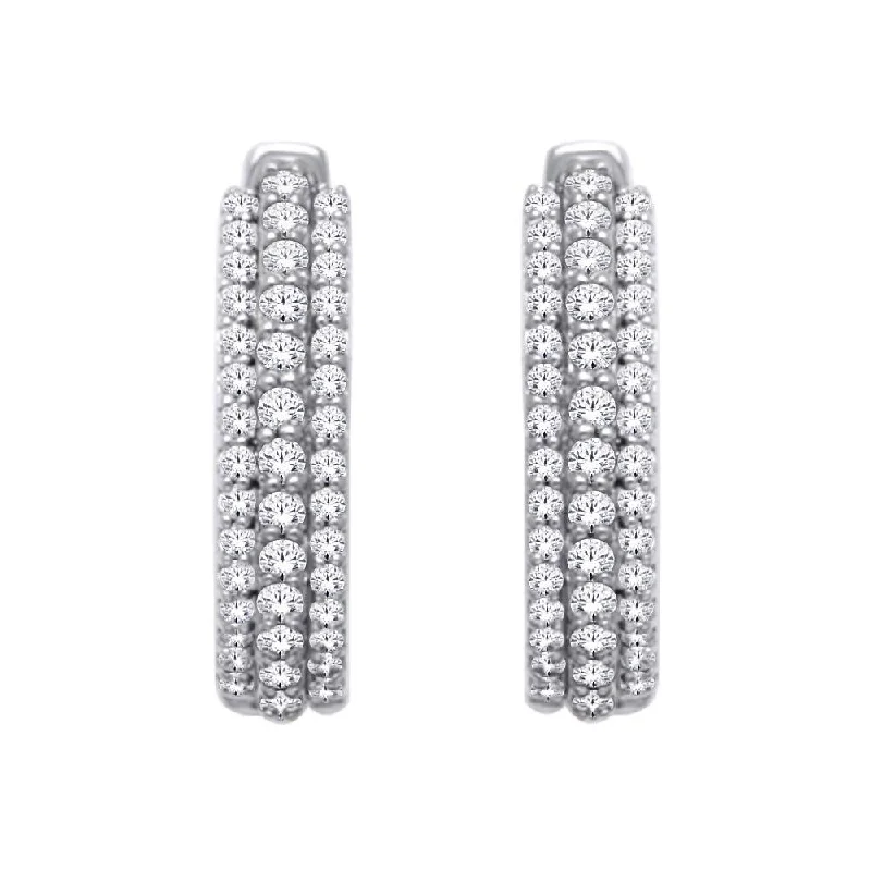 women's flower earrings -14K White Gold 1/2 Ct.Tw. Diamond Hoop Earrings