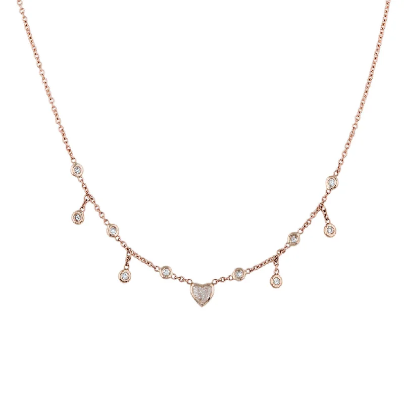 women's celestial necklace -HEART CENTER HALF SHAKER NECKLACE