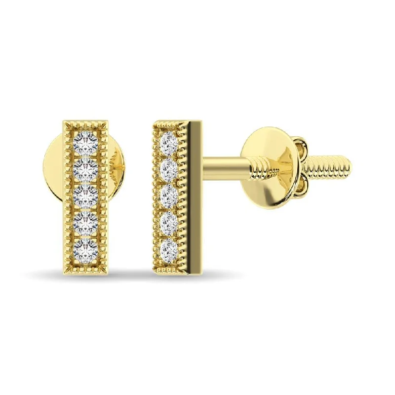 women's oval stud earrings -Diamond 1/20 ct tw Fashion Earrings  in 10K Yellow Gold