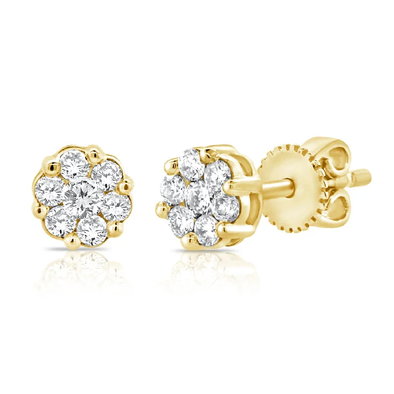 women's sterling silver earrings -Diamond Illusion Stud Earrings