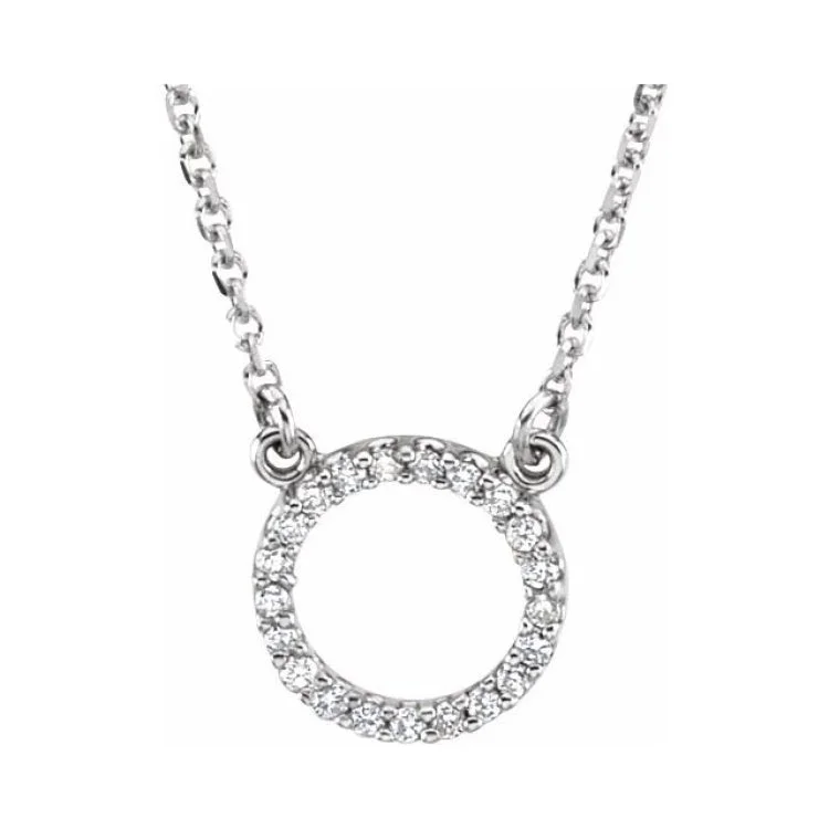 women's geometric necklace -14K White .08 CTW Natural Diamond Circle 16" Necklace