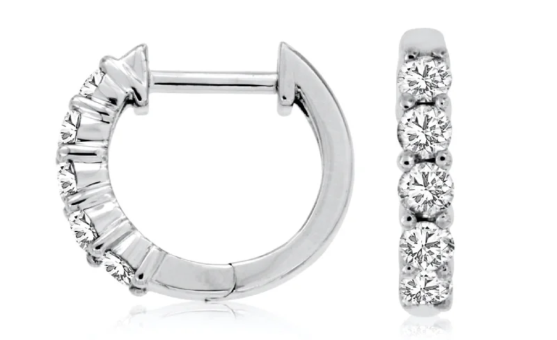 women's pearl stud earrings -OKG Collection White Gold Diamond Hoops