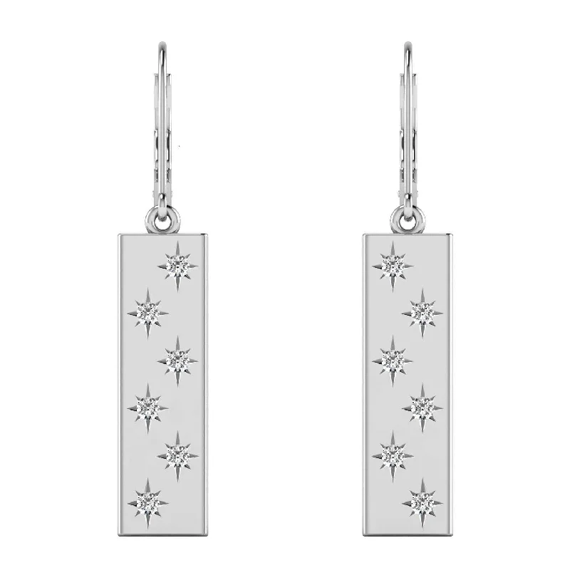 women's boho earrings -Diamond 1/5 ct tw Bar Earrings in 14K White Gold