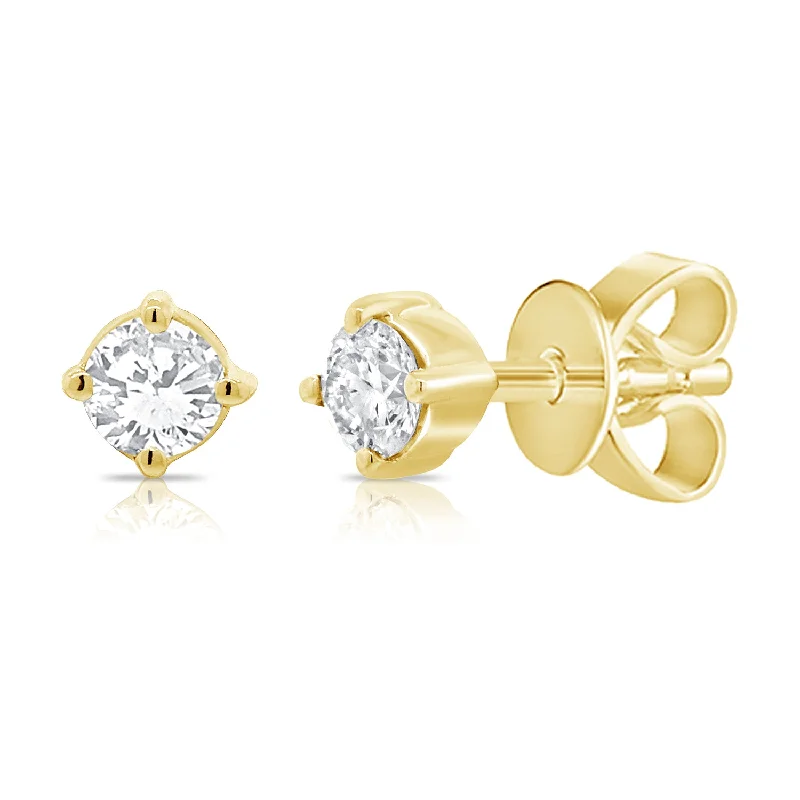 women's emerald earrings -Classic Diamond Solitaire Studs