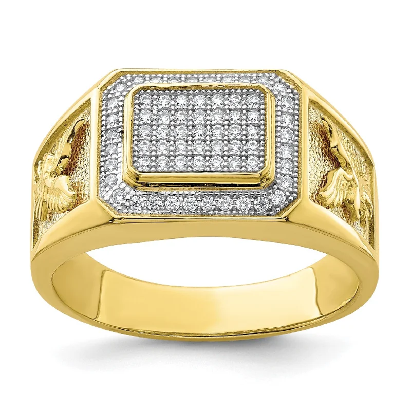 women's engagement ring with rose-cut diamond -10KT Gold and Cubic Zirconia Eagle Ring; Size 10.5