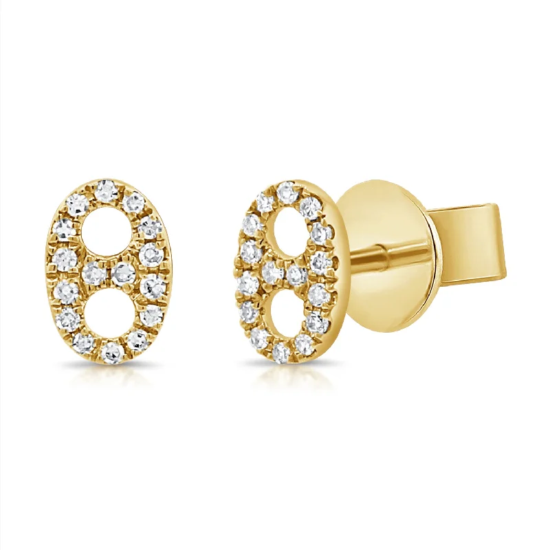 women's large hoop earrings -Diamond Pave Designer Open Link Classic Stud Earrings