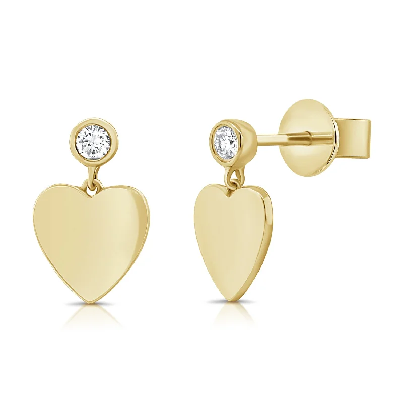 women's pearl drop earrings -14K Gold Heart Stud