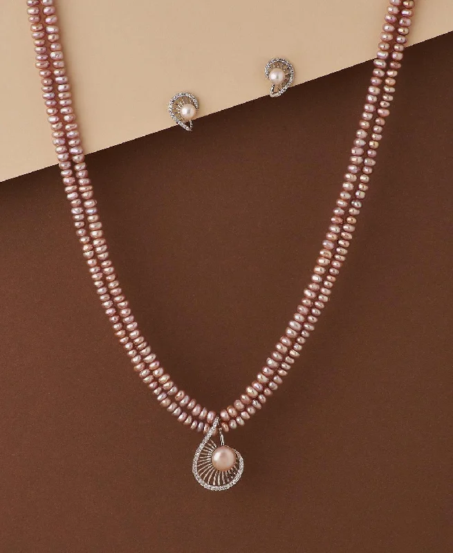 women's heart-shaped necklace -Elegant Real Pearl Necklace Set