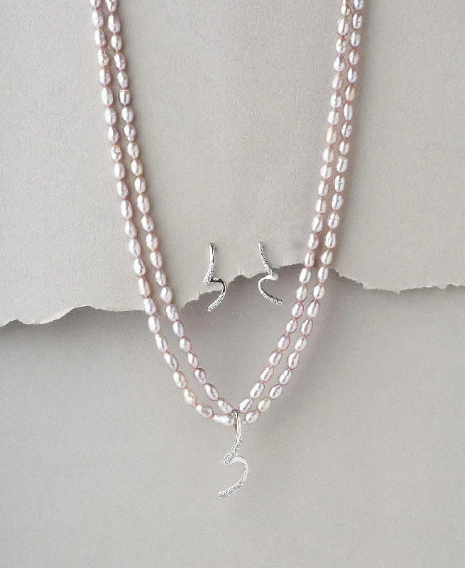 women's choker necklace -Elegant Real Pearl Necklace Set