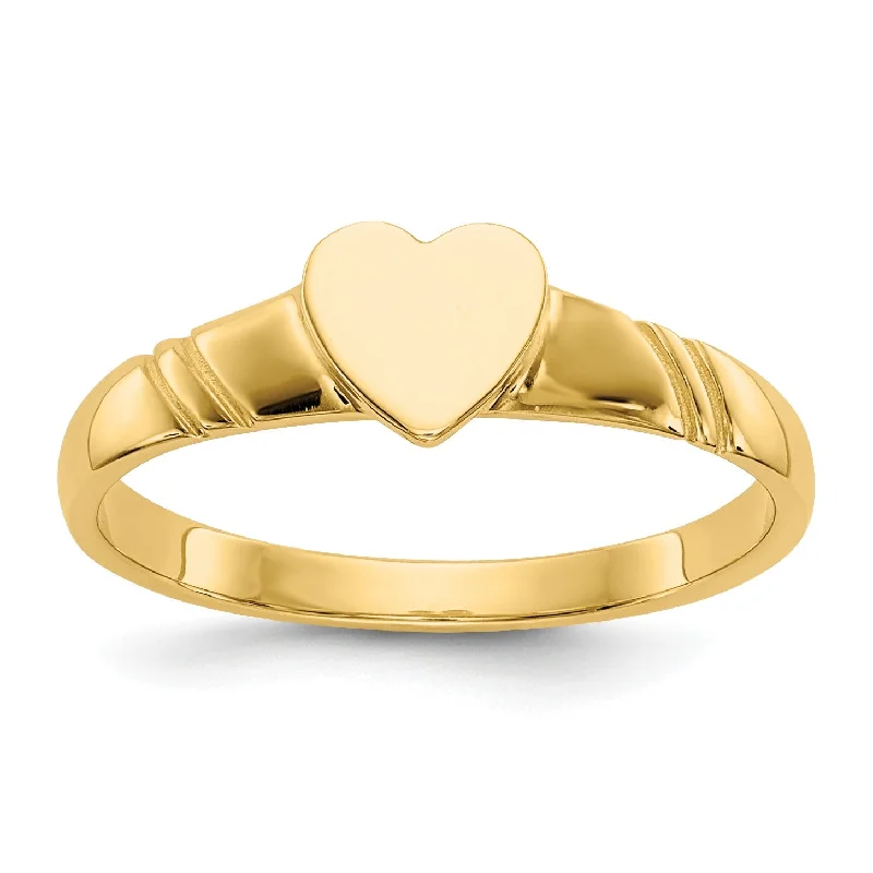 women's engagement ring with mixed metals -14KT Yellow Gold Childrens Heart Ring; Size 3