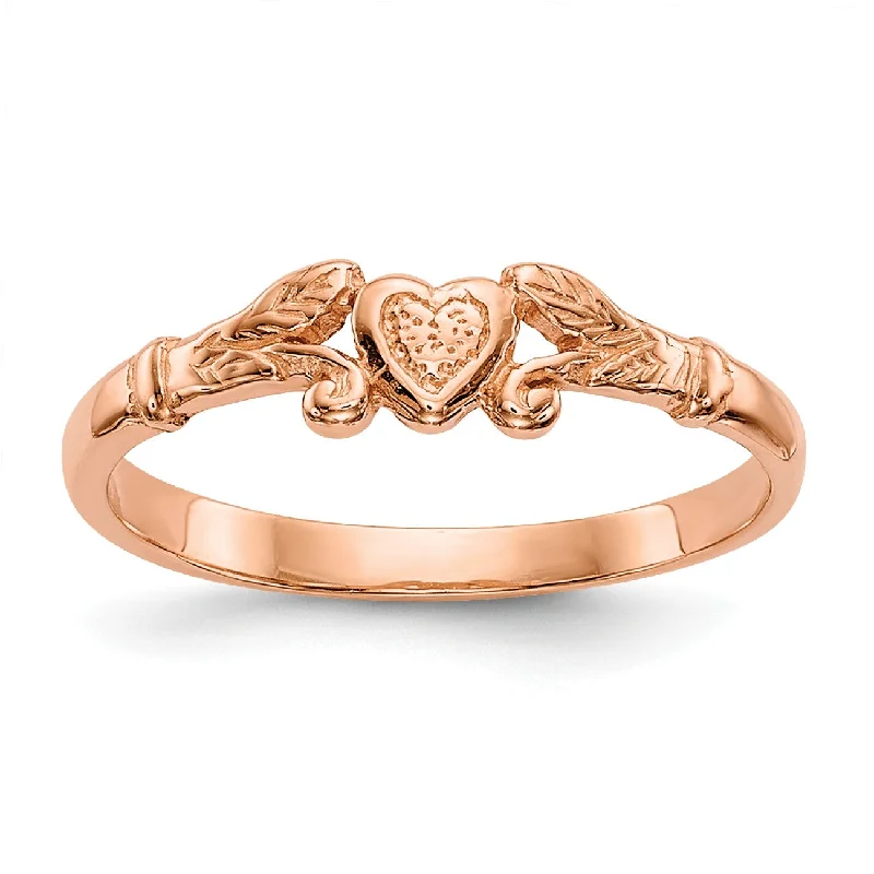 women's engagement ring with modern style -14KT Rose Gold Heart Baby Ring; Size 1