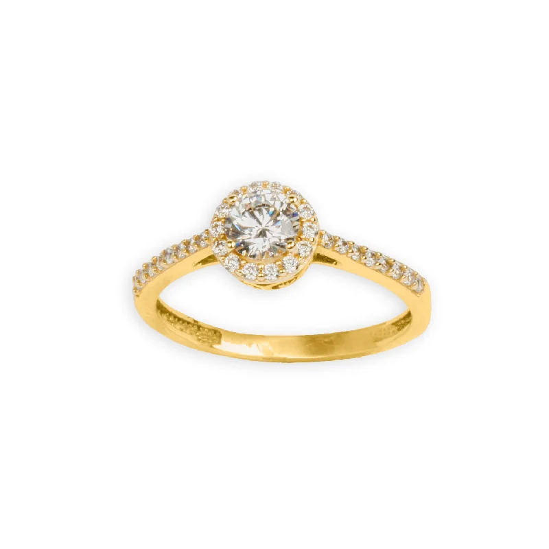 women's engagement ring with heart-shaped diamond -Real Gold Round Stone Ring 0125 (SIZE 10) R2266