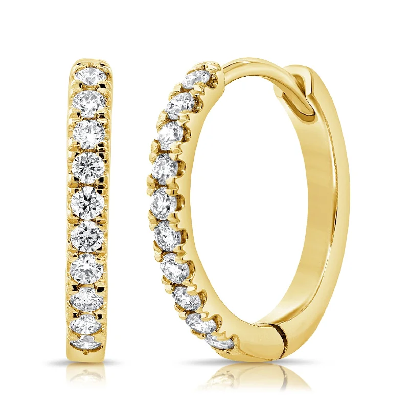 women's geometric earrings -14K Gold Huggies with Dazzling Diamonds