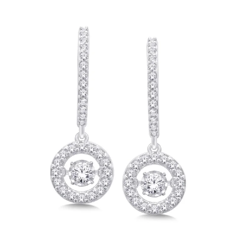 women's tribal earrings -14K White Gold Moving Diamond Earrings