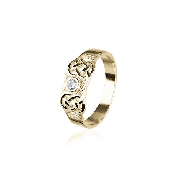 women's engagement ring with gemstone -Celtic Gold Ring GCR159