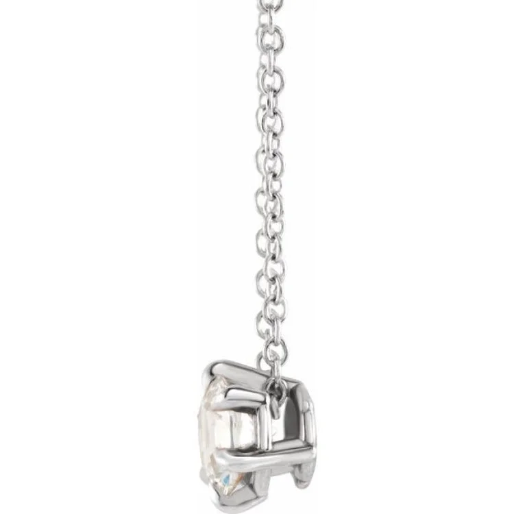 women's box chain necklace -Sterling Silver 1/2 CT Natural Diamond Solitaire 16-18" Necklace