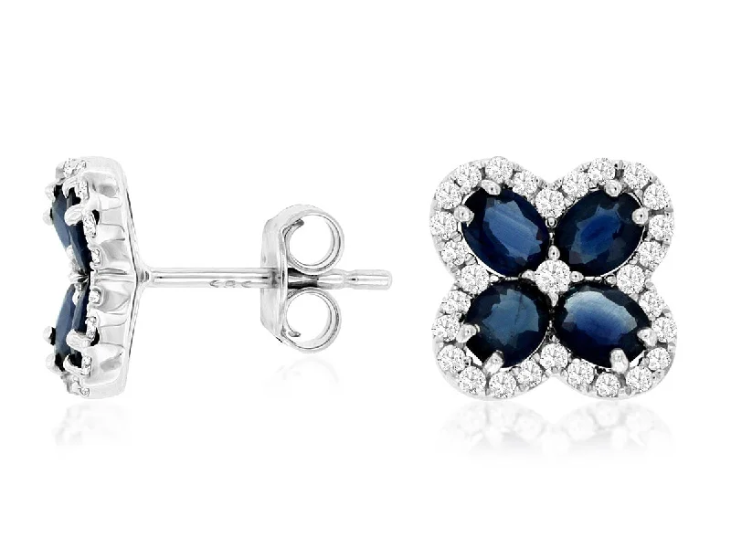 women's eco-friendly earrings -Sapphire Flower Studs