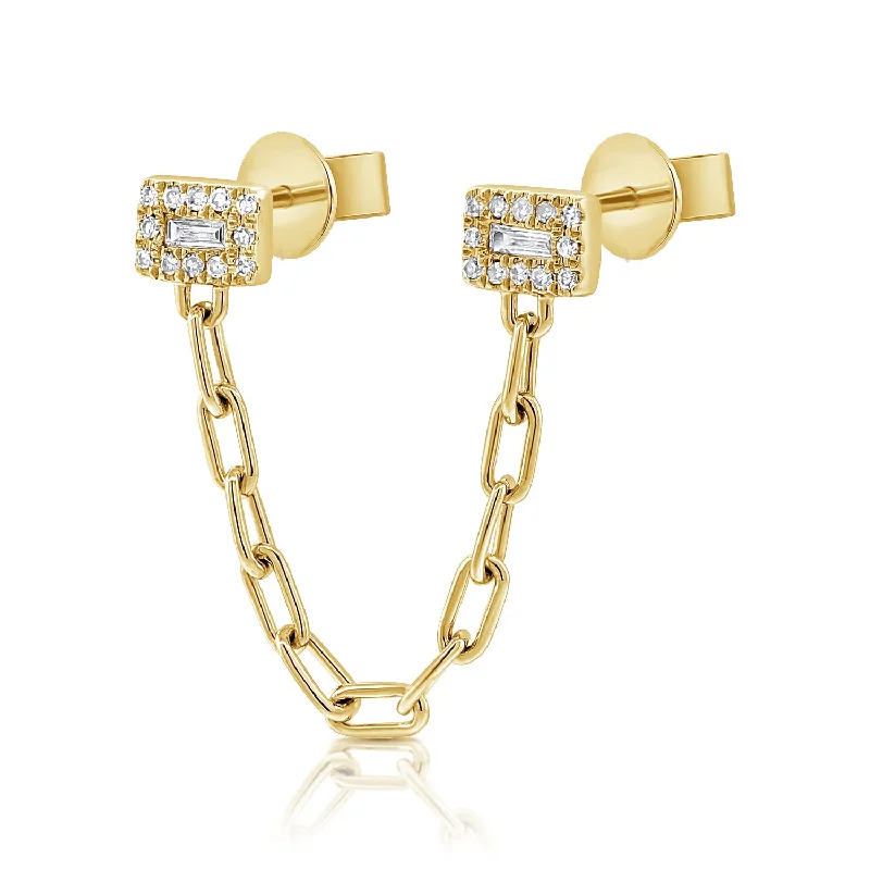 women's multi-stone earrings -OKGs Collection Fashion Trends Stud w/ Chain