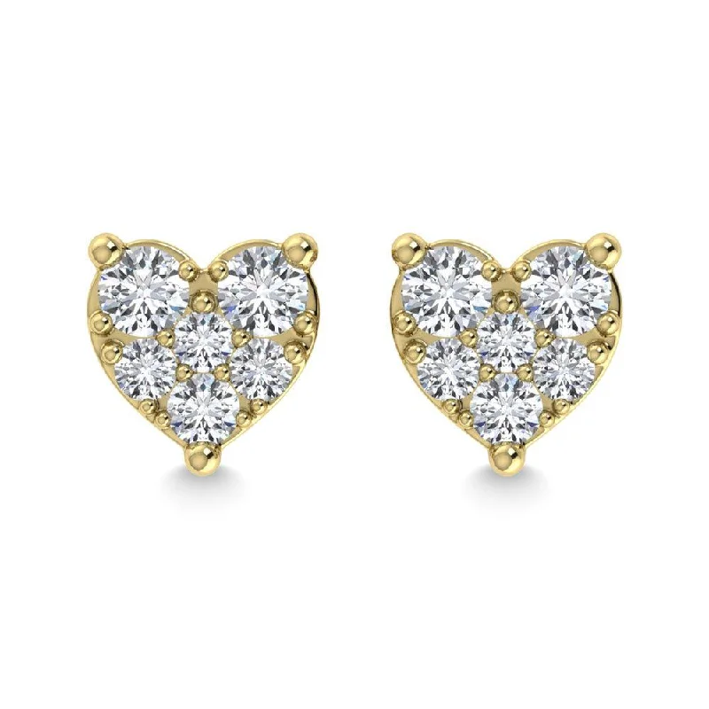 women's engagement earrings -Diamond 1/5 Ct.Tw. Heart Earrings in 10K Yellow Gold