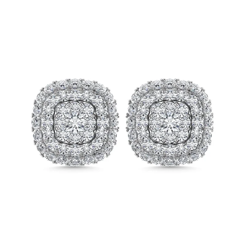 women's twist earrings -Diamond 5/8 Ct.Tw. Cluster Fashion Earrings in 14K White Gold