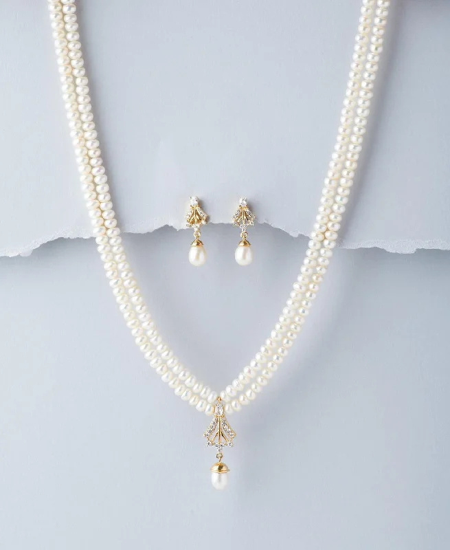 women's crystal necklace -Elegant Real Pearl Necklace Set